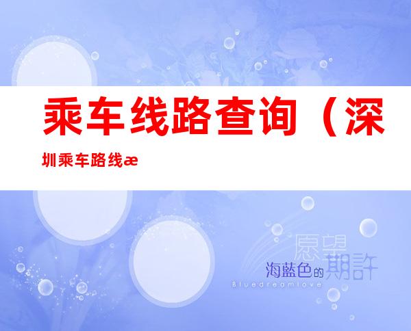 乘车线路查询(深圳乘车路线查询)