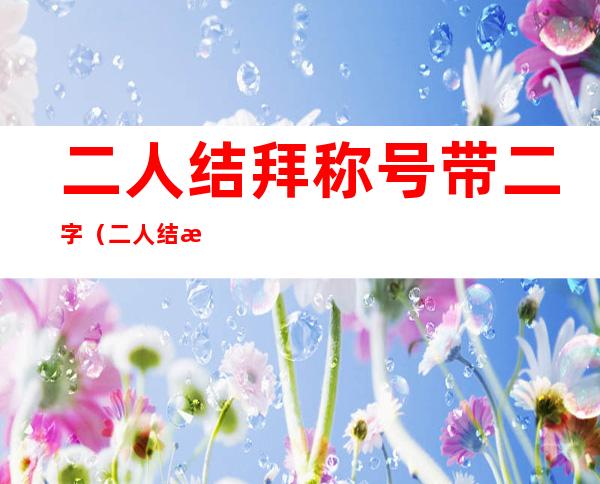 二人结拜称号带二字(二人结拜称号带二字搞笑)