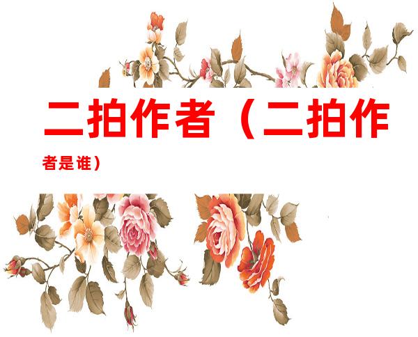 二拍作者(二拍作者是谁)