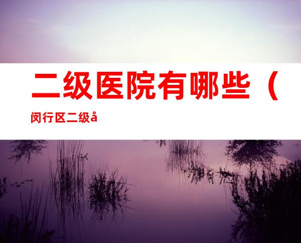 二级医院有哪些(闵行区二级医院有哪些)
