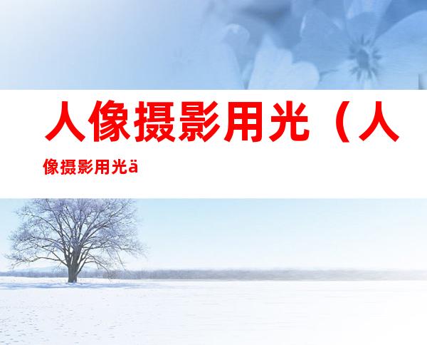 人像摄影用光(人像摄影用光作品)