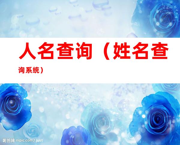 人名查询(姓名查询系统)