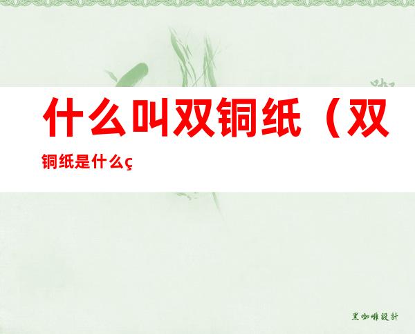 什么叫双铜纸(双铜纸是什么纸)