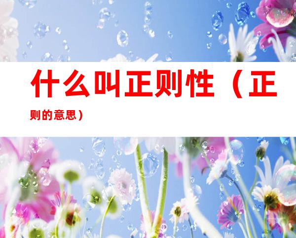 什么叫正则性(正则的意思)