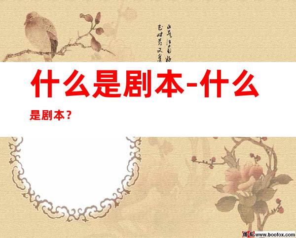 什么是剧本-什么是剧本?