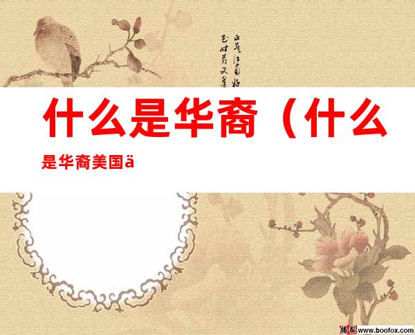什么是华裔(什么是华裔美国人)