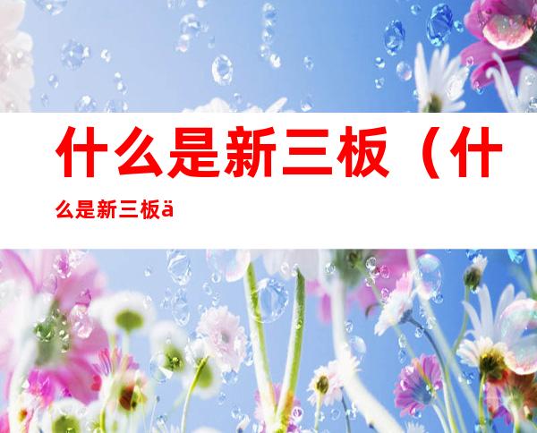 什么是新三板(什么是新三板上市公司)