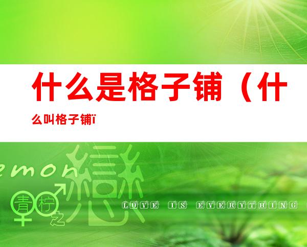 什么是格子铺(什么叫格子铺)