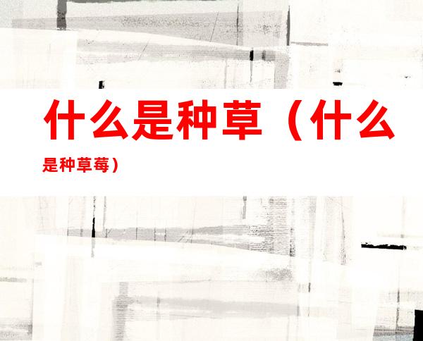 什么是种草(什么是种草莓)