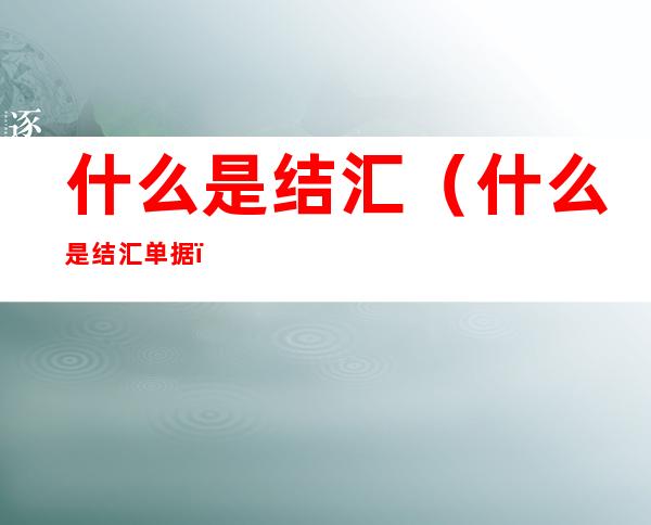 什么是结汇(什么是结汇单据)