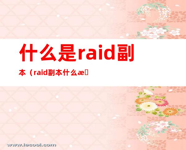 什么是raid副本(raid副本什么意思)