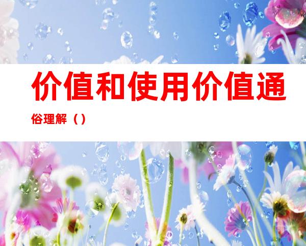 价值和使用价值通俗理解（）