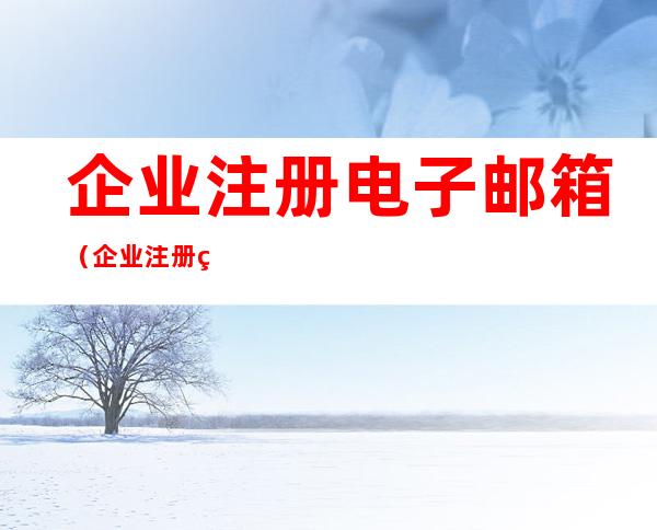 企业注册电子邮箱(企业注册电子邮箱怎么填)