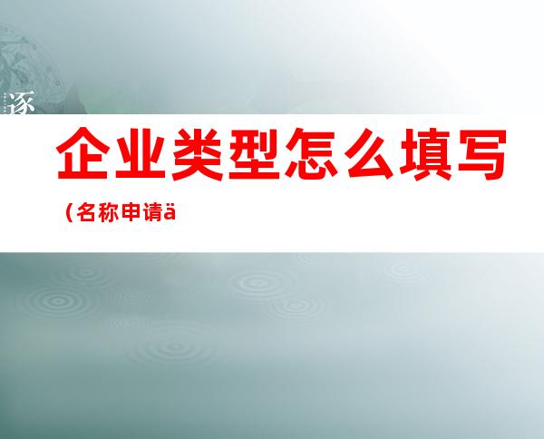企业类型怎么填写（名称申请企业类型怎么填写）