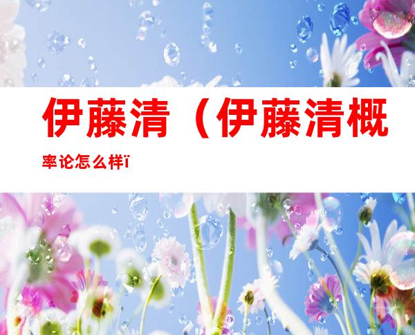 伊藤清(伊藤清概率论怎么样)