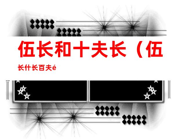 伍长和十夫长（伍长什长百夫长）