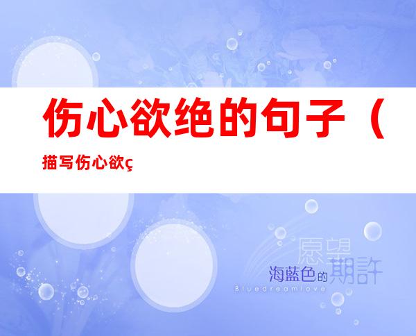 伤心欲绝的句子(描写伤心欲绝的句子)
