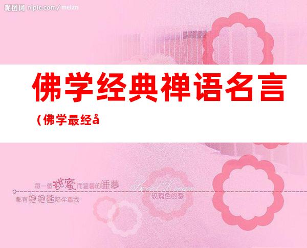 佛学经典禅语名言(佛学最经典的20句禅语)