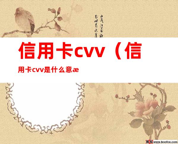 信用卡cvv(信用卡cvv是什么意思在哪里)