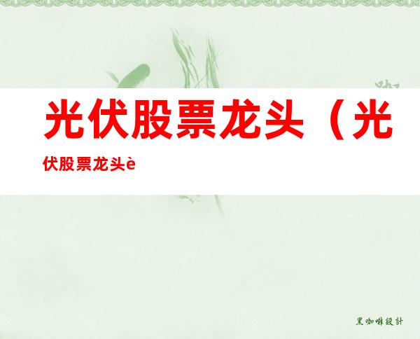 光伏股票龙头（光伏股票龙头股代码）