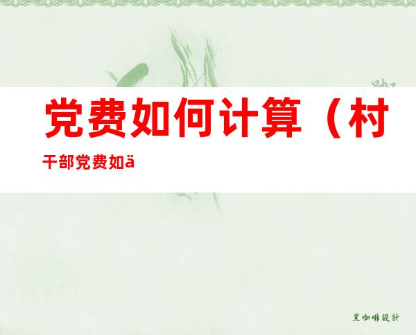 党费如何计算(村干部党费如何计算)