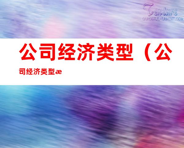 公司经济类型(公司经济类型有哪些)