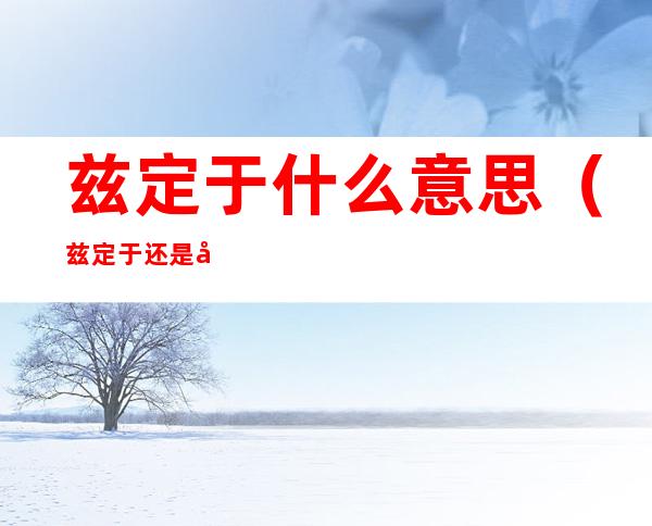 兹定于什么意思(兹定于还是兹定于)