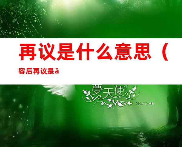 再议是什么意思(容后再议是什么意思)
