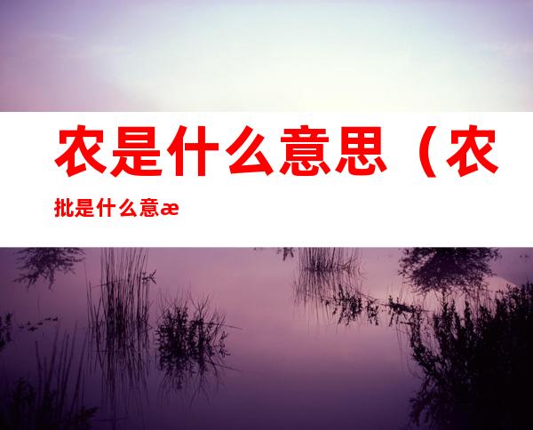 农是什么意思（农批是什么意思）