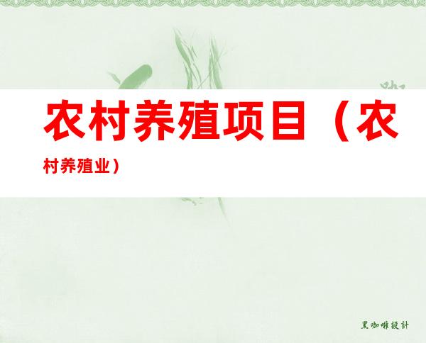 农村养殖项目(农村养殖业)