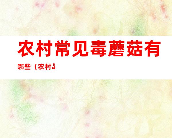 农村常见毒蘑菇有哪些（农村常见毒蘑菇有哪些名字）
