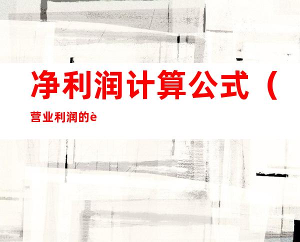 净利润计算公式(营业利润的计算公式是)