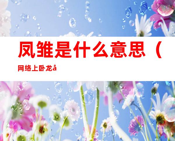凤雏是什么意思（网络上卧龙凤雏是什么意思）