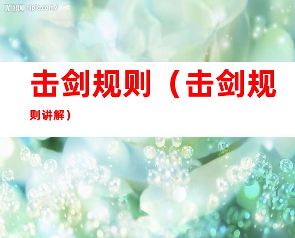 击剑规则(击剑规则讲解)
