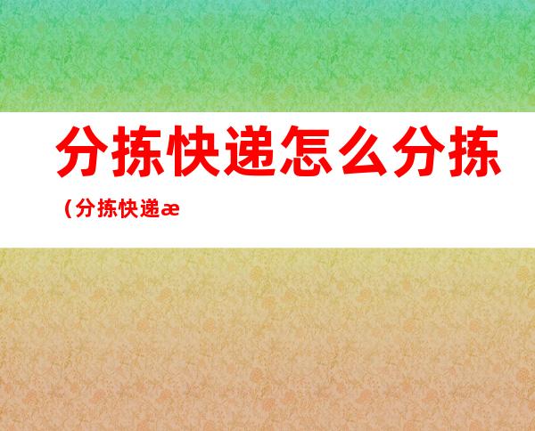 分拣快递怎么分拣(分拣快递怎么分拣号码是多少)