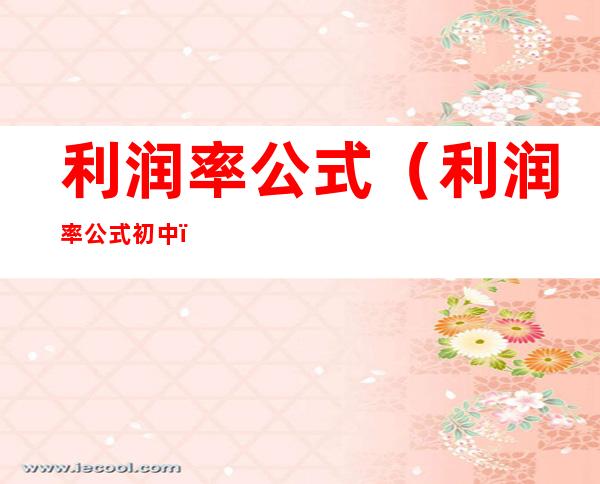 利润率公式(利润率公式初中)