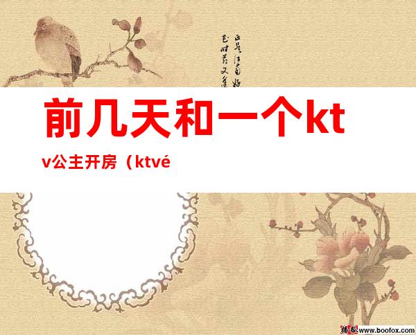前几天和一个ktv公主开房（ktv都会有公主吗）