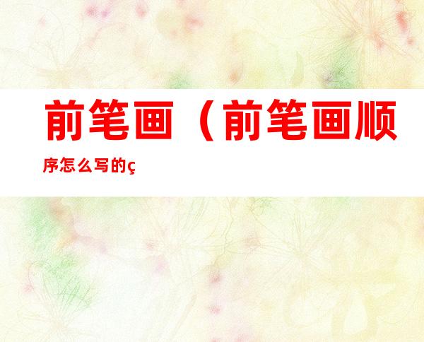 前笔画(前笔画顺序怎么写的田字格)