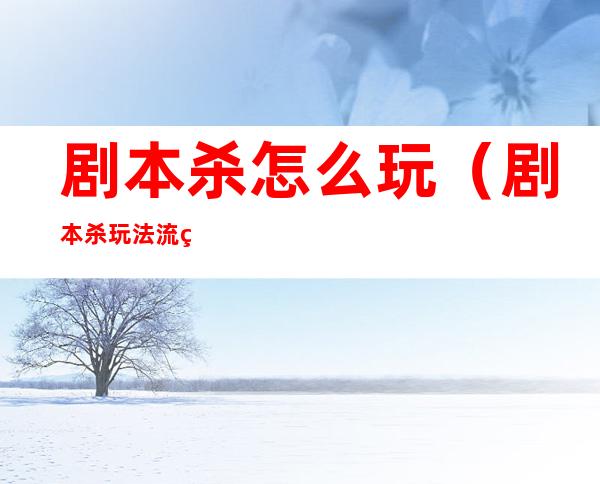 剧本杀怎么玩（剧本杀玩法流程）
