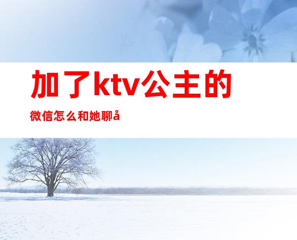 加了ktv公主的微信怎么和她聊天(去ktv怎么和公主聊天呢)