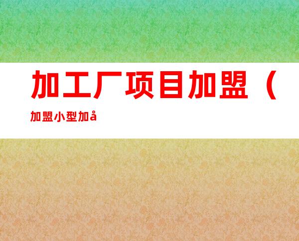 加工厂项目加盟(加盟小型加工厂项目)