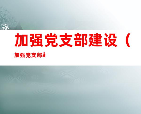 加强党支部建设(加强党支部建设促进业务提升)