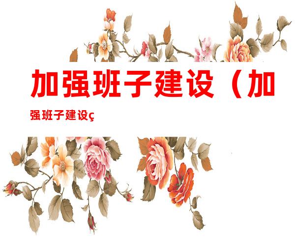加强班子建设(加强班子建设的意见和建议)