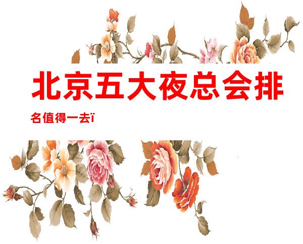 北京五大夜总会排名值得一去,哪家好玩