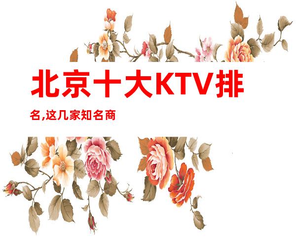 北京十大KTV排名,这几家知名商务夜总会都是十分火爆的会所