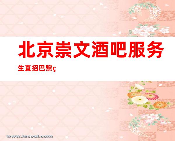 北京崇文酒吧服务生直招巴黎纯k业务经理带你赚想要的