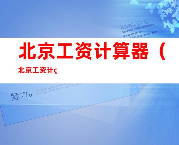 北京工资计算器(北京工资计算器在线计算)