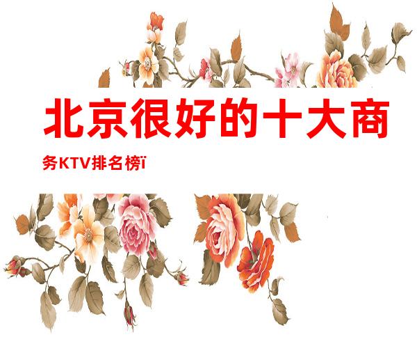北京很好的十大商务KTV排名榜－北京高档夜总会预订