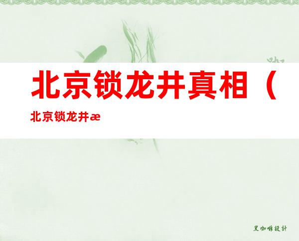北京锁龙井真相(北京锁龙井是真的吗)