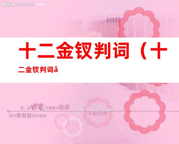 十二金钗判词（十二金钗判词原文理解）